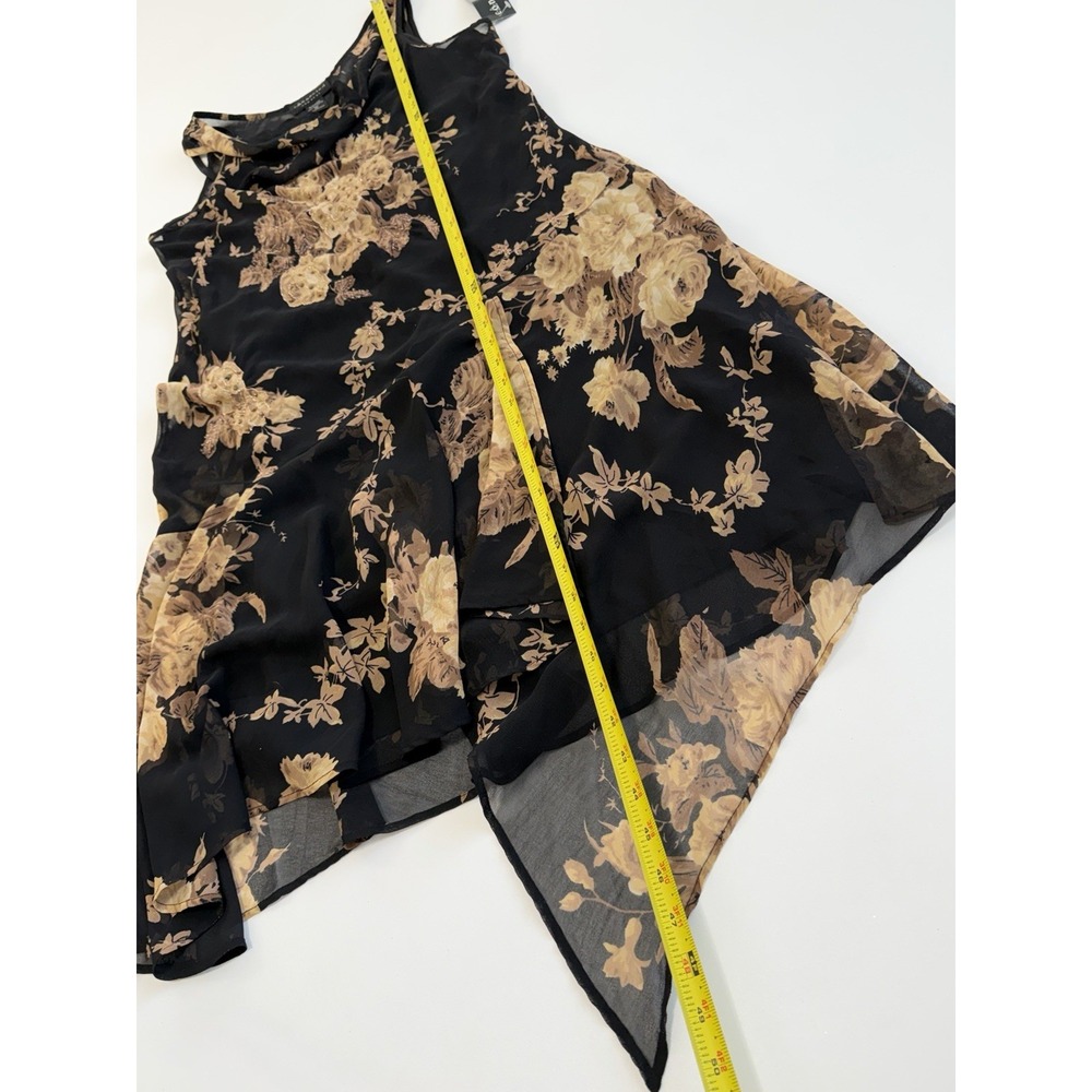 Connected Apparel Black Floral Beaded Chiffon Handkerchief Midi Dress XL Y2K - Picture 7 of 15